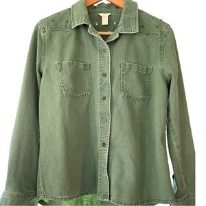 Forever 21 Studded Western Style Shirt, Size L, Cotton/rayon,very Good Condition